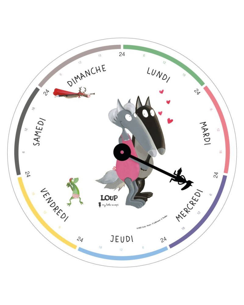 Horloge semaine avec Loup et Louve